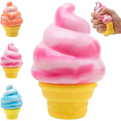 Anti Anxiety Toy Squishy Dumpling Sensory Toy Squishies Stress Relief Toy Squishys Fidget Toy Gift Item of Ice Cream and Cone Shapes Toy for Kids and Adults