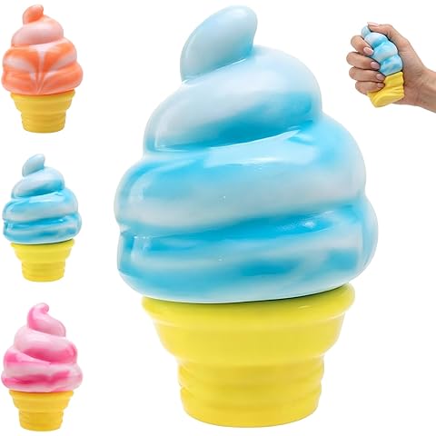 Anti Anxiety Toy Squishy Dumpling Sensory Toy Squishies Stress Relief Toy Squishys Fidget Toy Gift Item of Ice Cream and Cone Shapes Toy for Kids and Adults