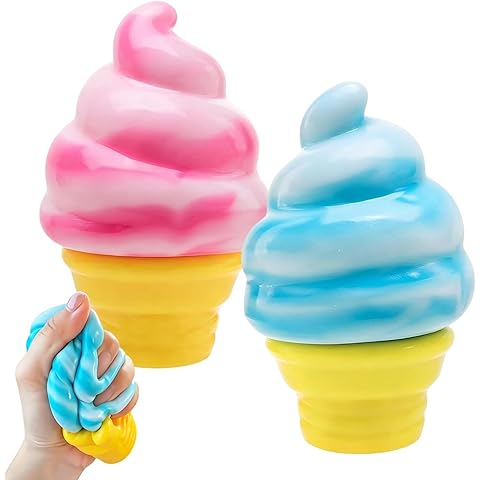 Anti Anxiety Toy Squishy Dumpling Sensory Toy Squishies Stress Relief Toy Squishys Fidget Toy Gift Item of Ice Cream and Cone Shapes Toy for Kids and Adults